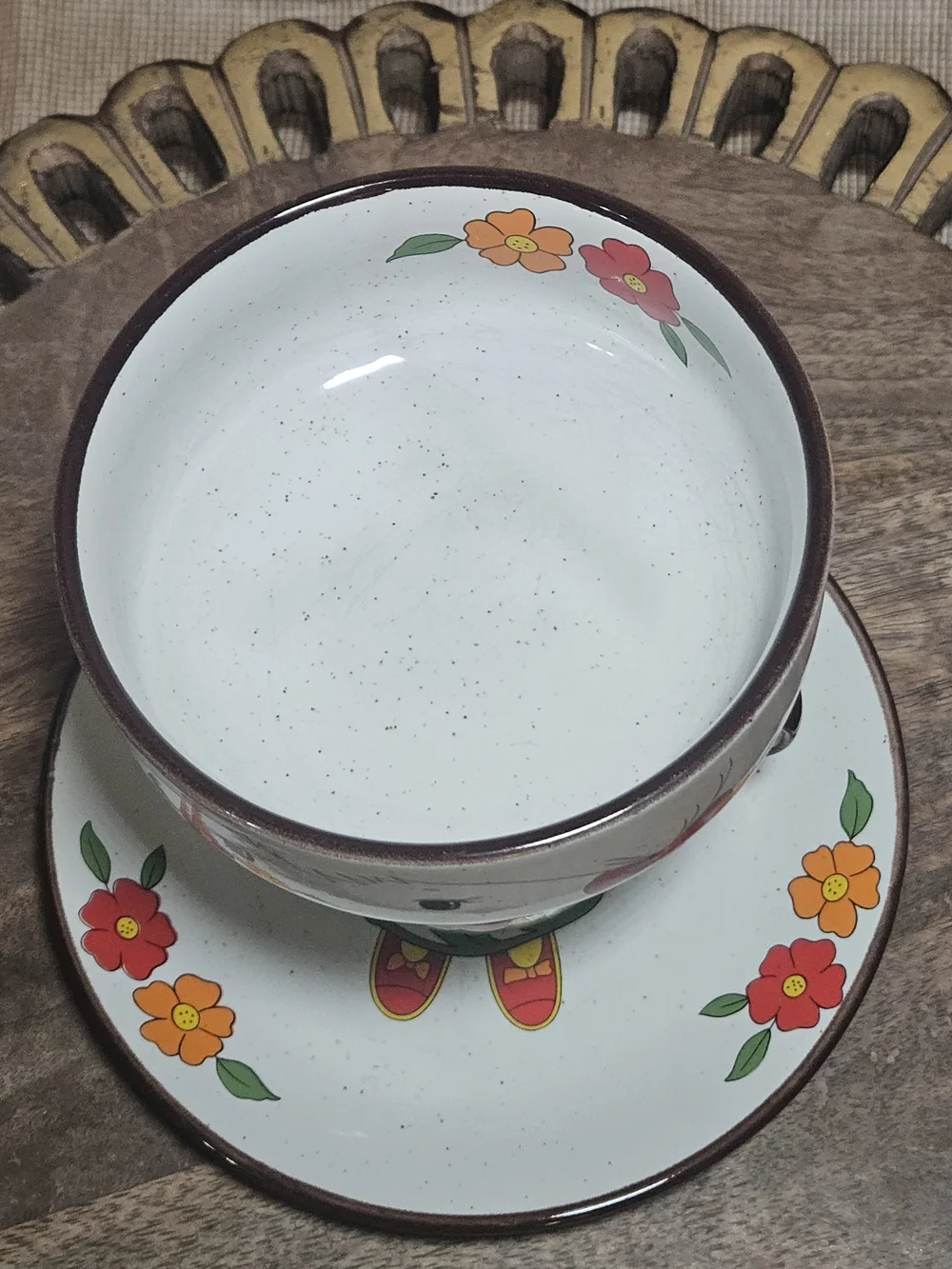 VTG Interpur Stacking Childrens Dish Set Strawberry Girl Bowl Mug Plate 3 Pc Set